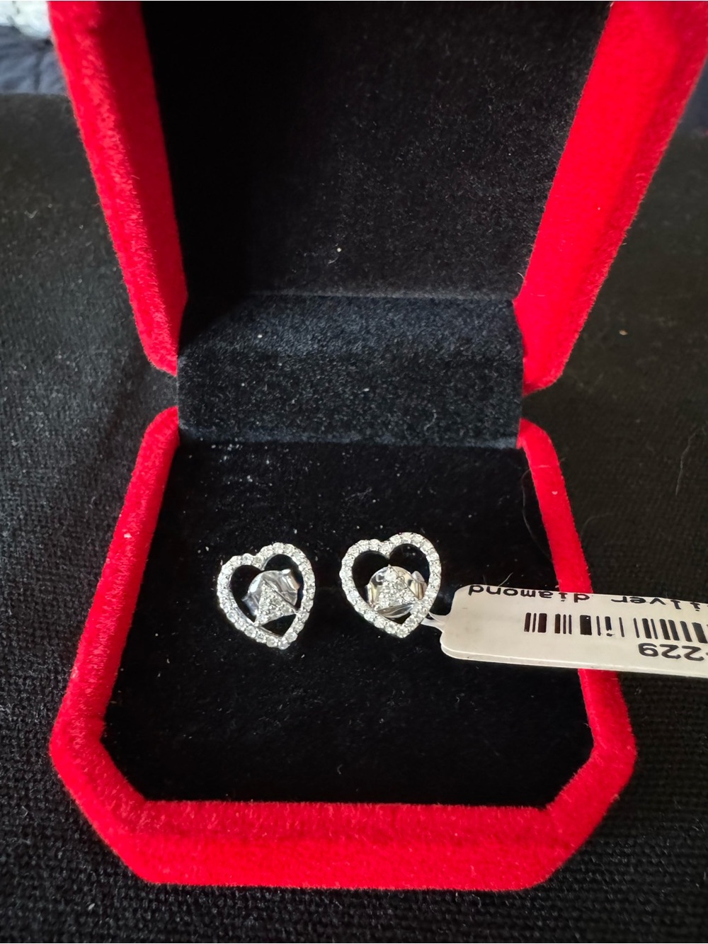 Heart Halo Stud diamond Earrings in sterling silver